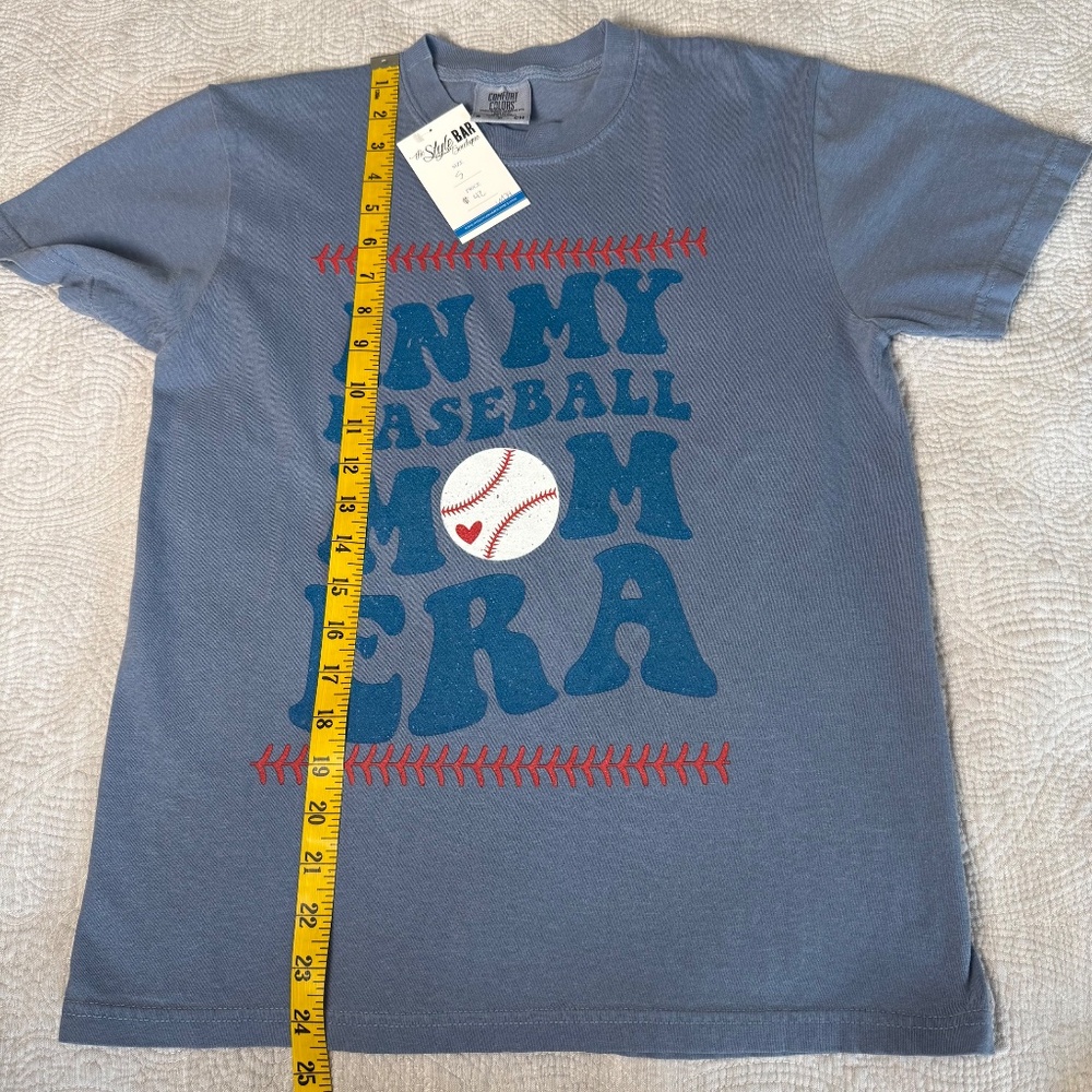 NWT Comfort Colors Baseball Mom Era Tee T-Shirt Womens Small Blue Top Summer $42 - Picture 6 of 6